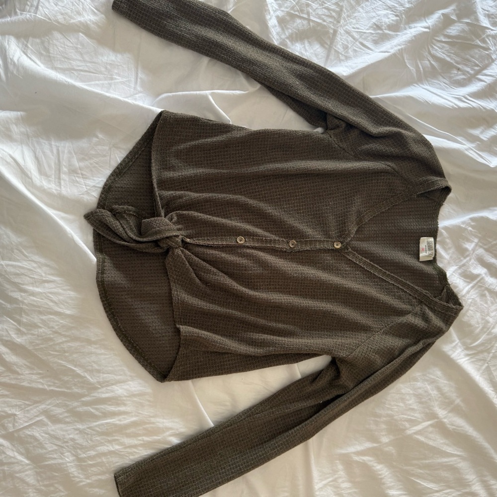 Women's Button-Up Sweater - Olive Green